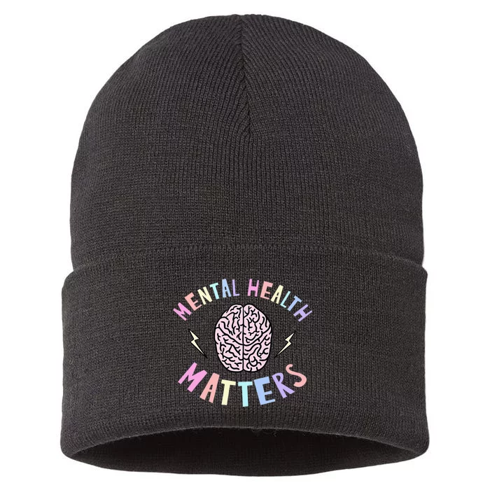 Mental Health Matters Awareness Brain Flash Sustainable Knit Beanie