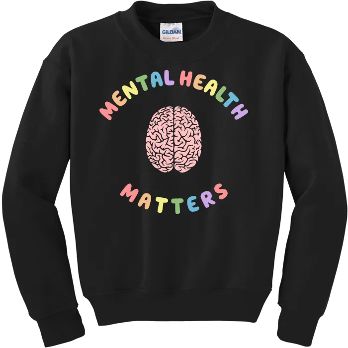 Mental Health Matters Rainbow Brain Awareness Kids Sweatshirt