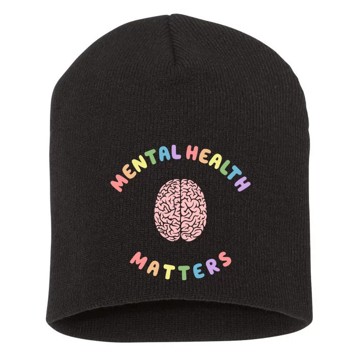 Mental Health Matters Rainbow Brain Awareness Short Acrylic Beanie