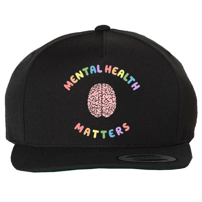 Mental Health Matters Rainbow Brain Awareness Wool Snapback Cap