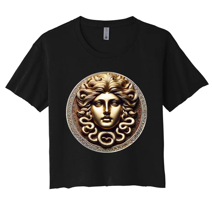 Medusa Head Myth Gorgon Snake Hair Greek Mythology Women's Crop Top Tee