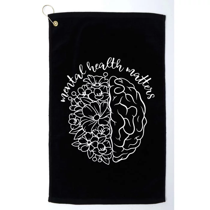 Mental Health Matters Be Kind  Gifts Floral Brain Platinum Collection Golf Towel