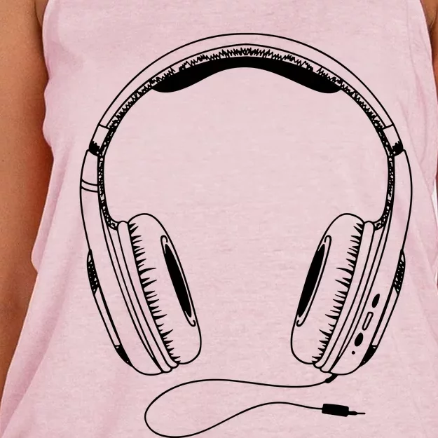 Music Headphones Women's Knotted Racerback Tank