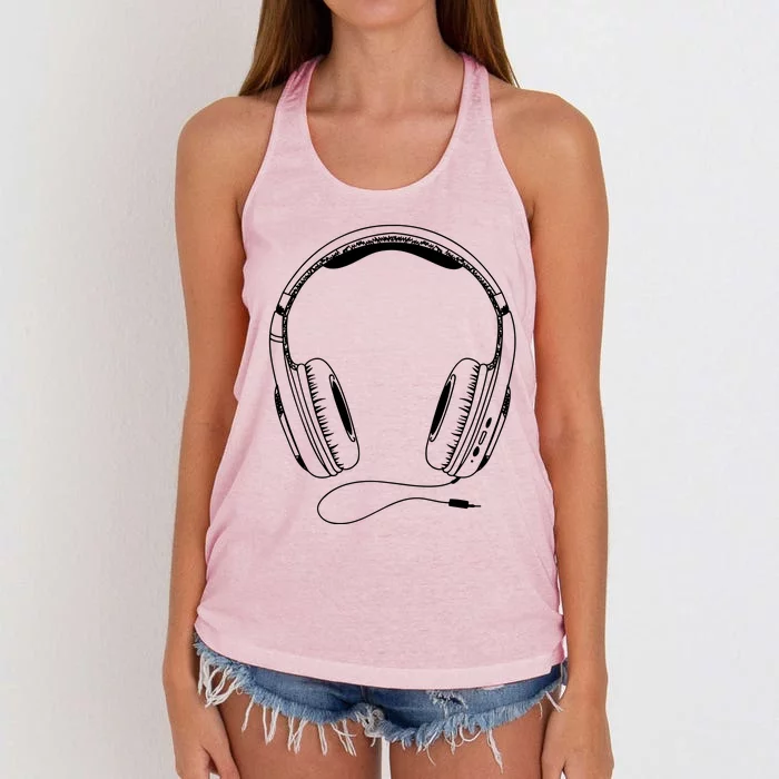 Music Headphones Women's Knotted Racerback Tank