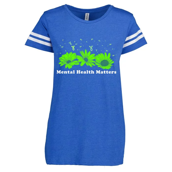 Mental Health Matters Sunflower May Green Awareness Ribbons Enza Ladies Jersey Football T-Shirt