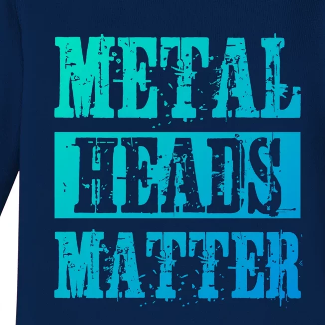 Metal Heads Matter Heavy Black Death Metal Fan Music Gift Baby Long Sleeve Bodysuit