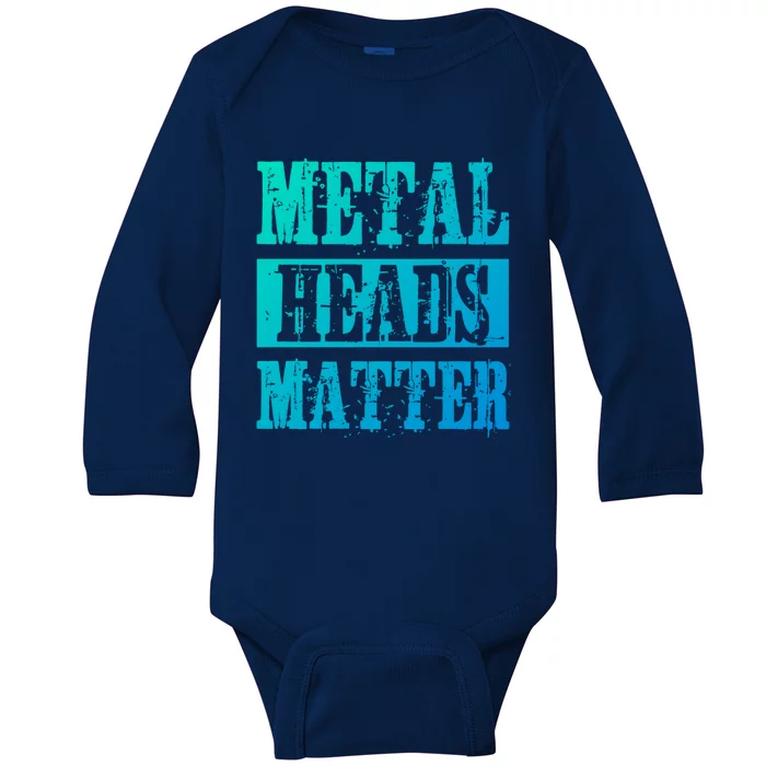 Metal Heads Matter Heavy Black Death Metal Fan Music Gift Baby Long Sleeve Bodysuit