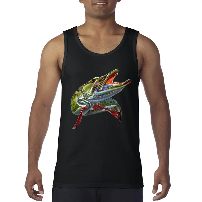 Muskie Hunter Musky Fisherman Lure Fly Fishing Novelty Gifts Tank Top