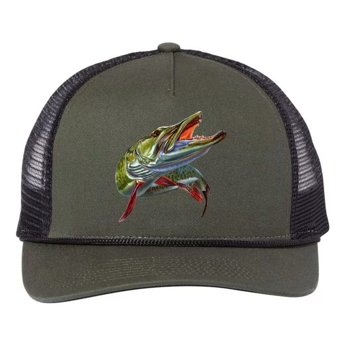 Muskie Hunter Musky Fisherman Lure Fly Fishing Novelty Gifts Retro Rope Trucker Hat Cap