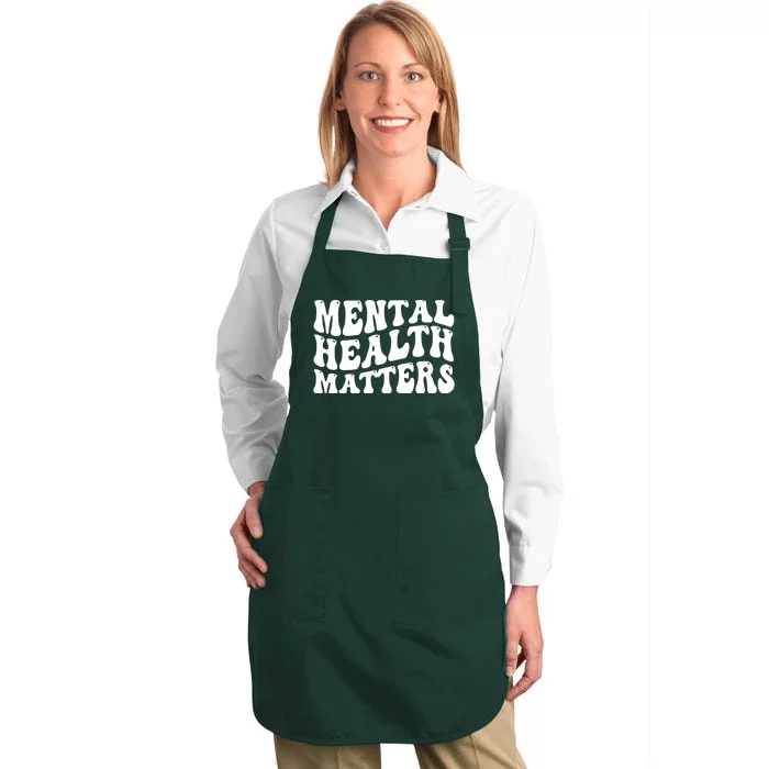 Mental Health Matters Groovy Retro Full-Length Apron With Pocket