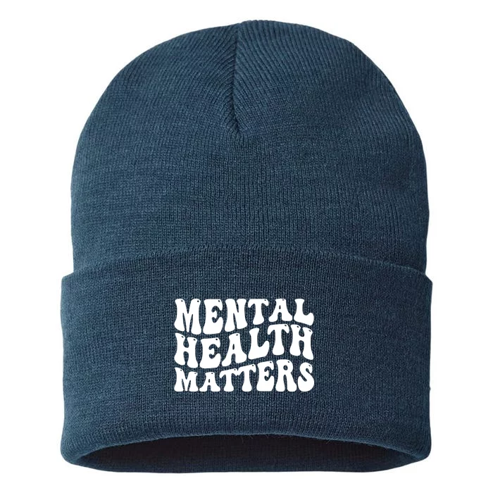 Mental Health Matters Groovy Retro Sustainable Knit Beanie