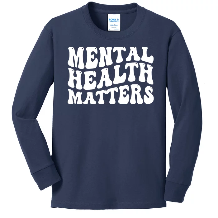 Mental Health Matters Groovy Retro Kids Long Sleeve Shirt