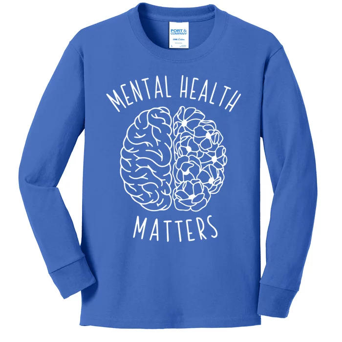 Mental Health Matter Hu Brain Graphic Mind Awareness Gift Kids Long Sleeve Shirt