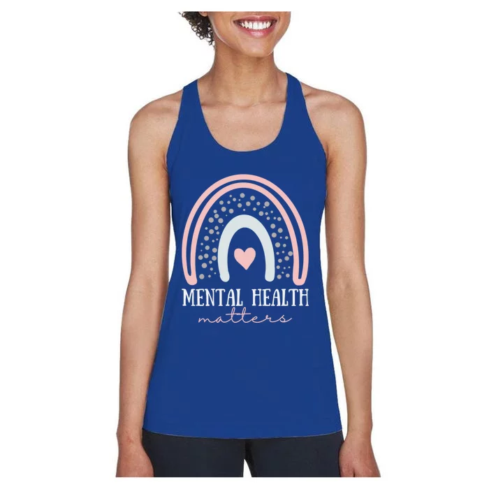 Mental Health Matters Awareness Brain Therapist Be Kind Love Funny Gift Women's Racerback Tank