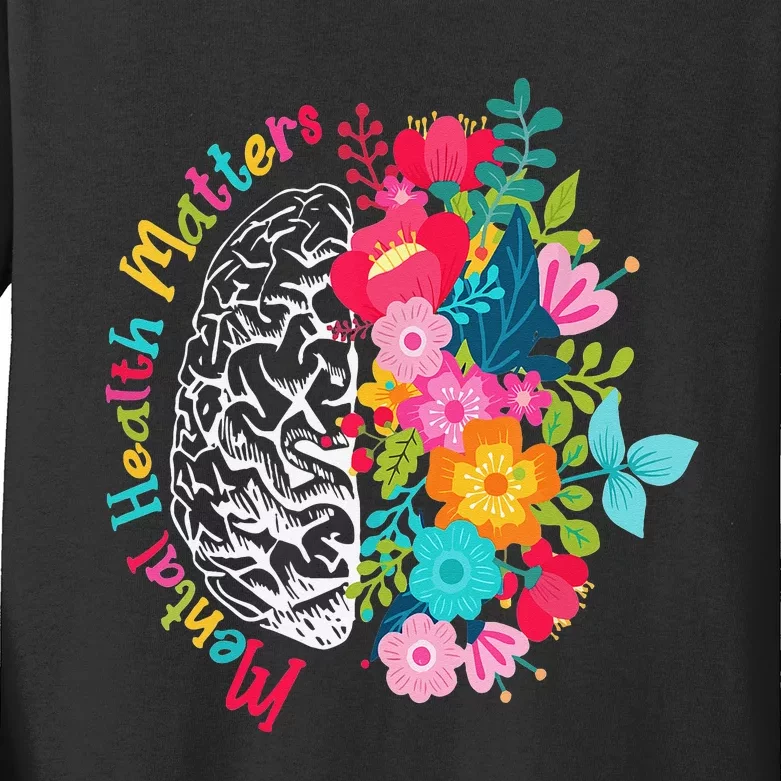 Mental Health Matters Awareness Brain Neurodiversity Emotion Kids Long Sleeve Shirt