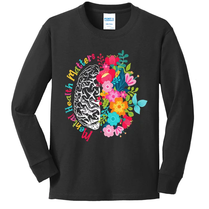 Mental Health Matters Awareness Brain Neurodiversity Emotion Kids Long Sleeve Shirt