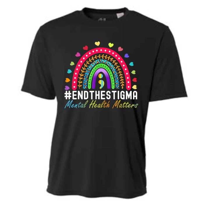 Mental Health Matters End The Stigma Rainbow Leopard Boho Cooling Performance Crew T-Shirt