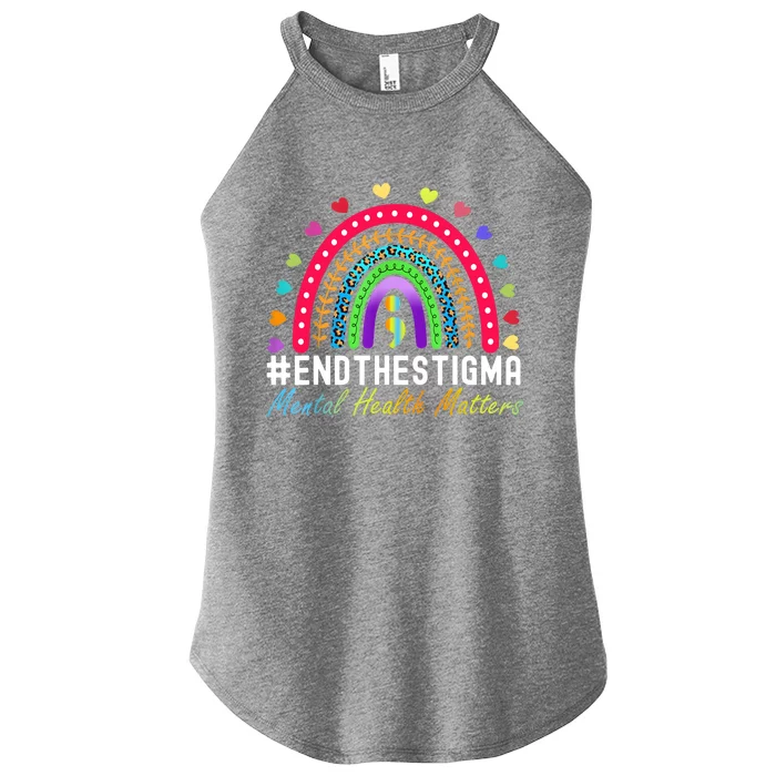 Mental Health Matters End The Stigma Rainbow Leopard Boho Women’s Perfect Tri Rocker Tank