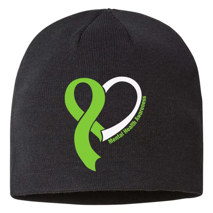 Mental Health Matters Awareness Month May Lime Green Ribbon 8 1/2in Sustainable Knit Beanie