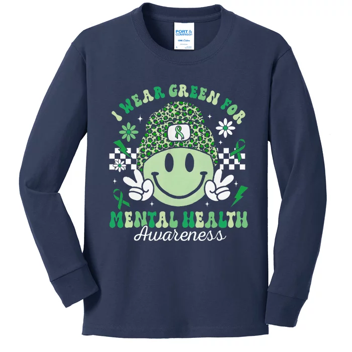 Mental Health Matters I Wear Green Mental Health Awareness Kids Long Sleeve Shirt