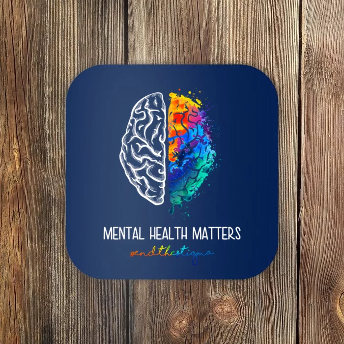 Mental Health Matter End The Stigma Colorful Brain Coaster