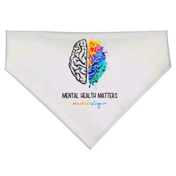 Mental Health Matter End The Stigma Colorful Brain USA-Made Doggie Bandana