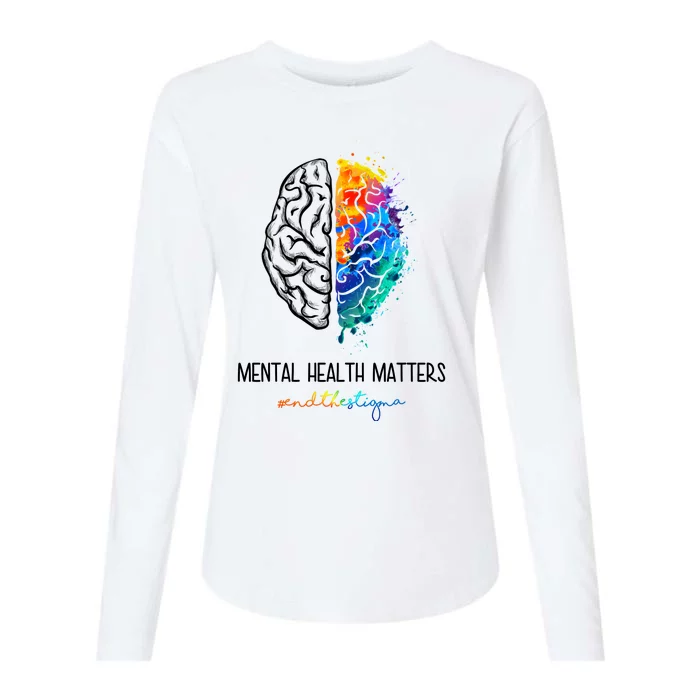 Mental Health Matter End The Stigma Colorful Brain Womens Cotton Relaxed Long Sleeve T-Shirt