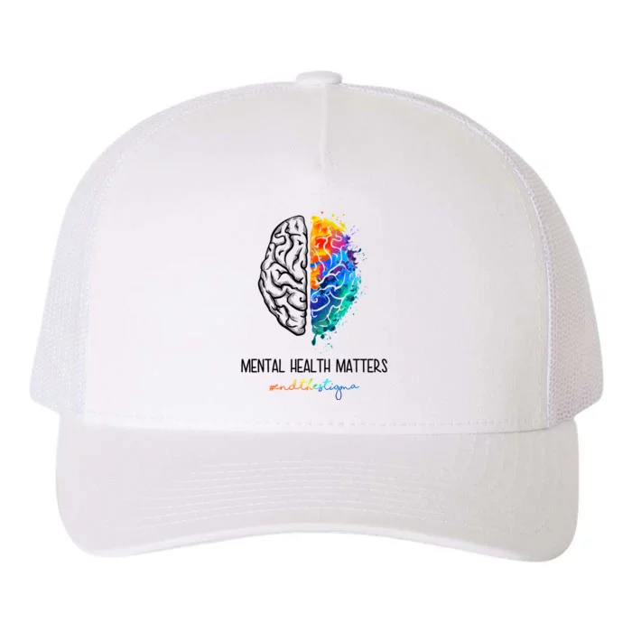 Mental Health Matter End The Stigma Colorful Brain Yupoong Adult 5-Panel Trucker Hat