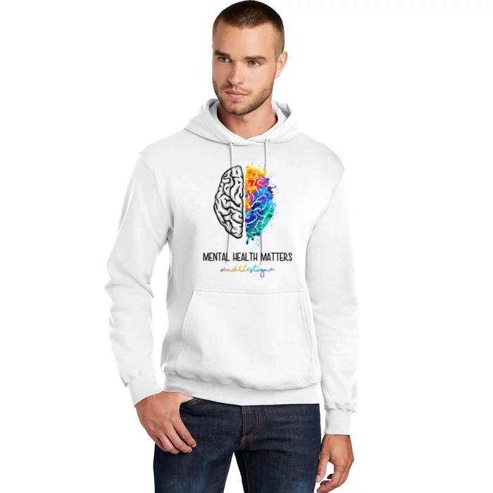 Mental Health Matter End The Stigma Colorful Brain Hoodie