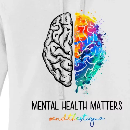 Mental Health Matter End The Stigma Colorful Brain Women's Pullover Hoodie