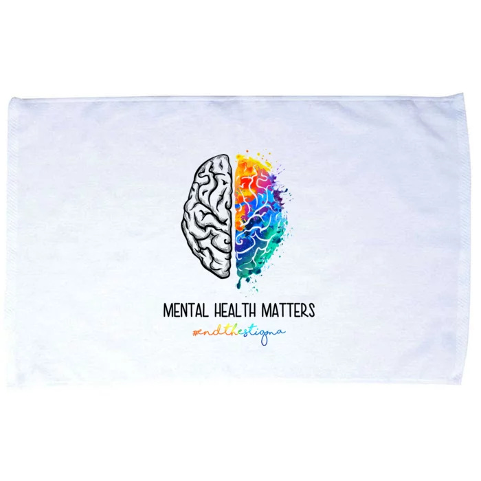 Mental Health Matter End The Stigma Colorful Brain Microfiber Hand Towel