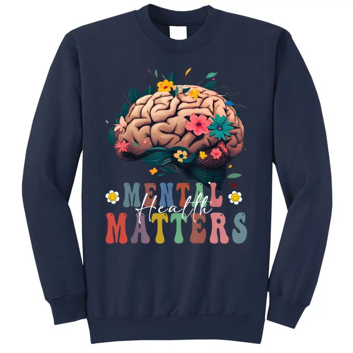 Mental Health Matters Brain Illness Awareness Vintage Groovy Sweatshirt