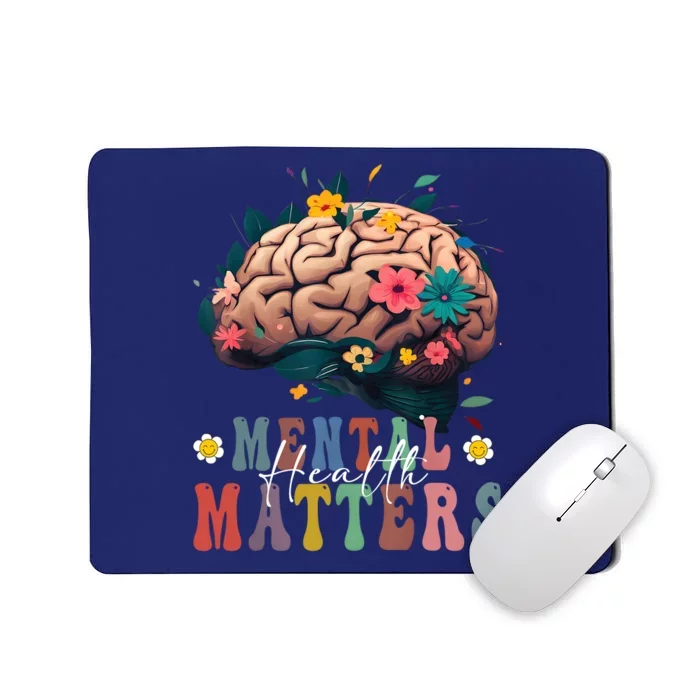 Mental Health Matters Brain Illness Awareness Vintage Groovy Mousepad