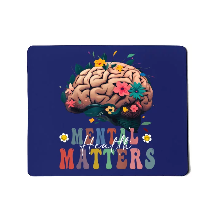 Mental Health Matters Brain Illness Awareness Vintage Groovy Mousepad