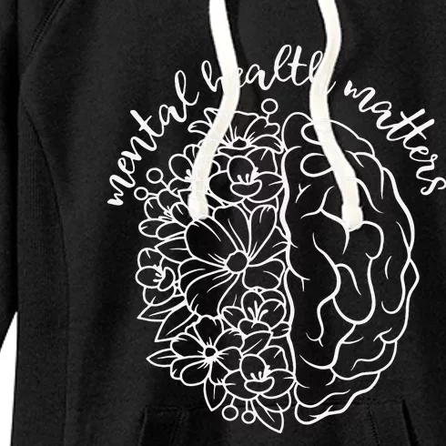 Mental Health Matters Be Kind  Gifts Floral Brain Women's Fleece Hoodie