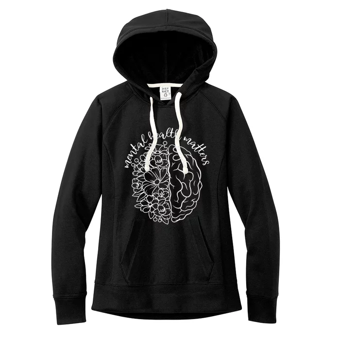 Mental Health Matters Be Kind  Gifts Floral Brain Women's Fleece Hoodie