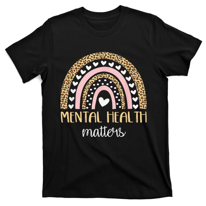 Mental Health Matters Boho Rainbow Awareness T-Shirt