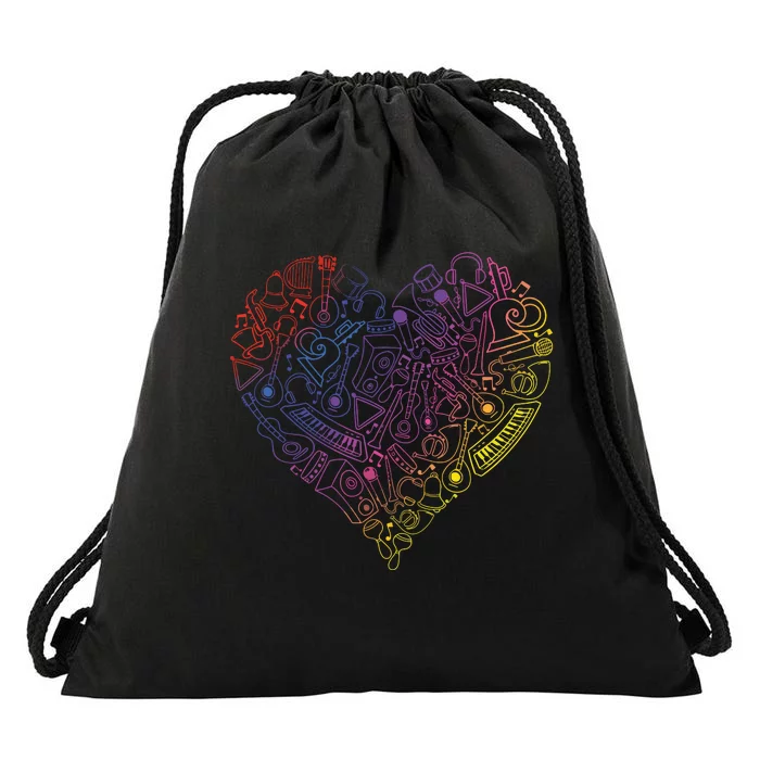 Music Heart Musician Composers Music Lover Teacher Drawstring Bag