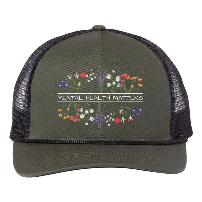 Mental Health Matters Be Kind To Your Mind Flower Retro Rope Trucker Hat Cap