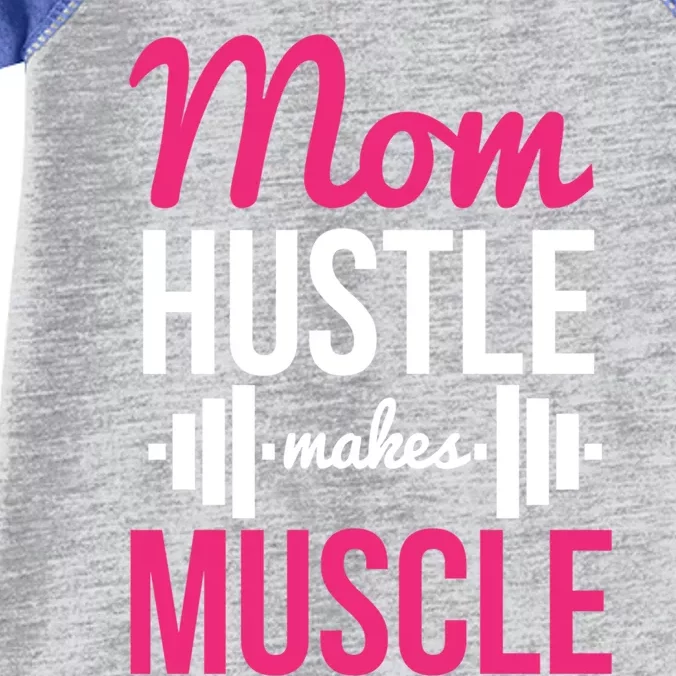 Mom Hustle Makes Muscle Funny Mother Fitness Rhyme Workout Funny Gift Infant Baby Jersey Bodysuit