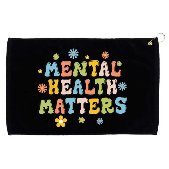 Mental Health Matters Brain Illness Mental Awareness Retro Grommeted Golf Towel