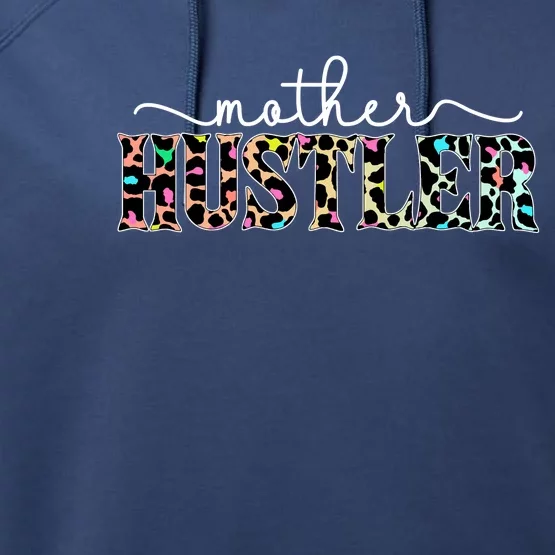 Mother Hustler Neon Cheetah Print Gift For Mom Performance Fleece Hoodie