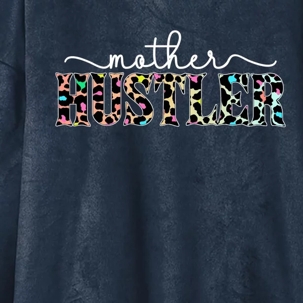 Mother Hustler Neon Cheetah Print Gift For Mom Hooded Wearable Blanket