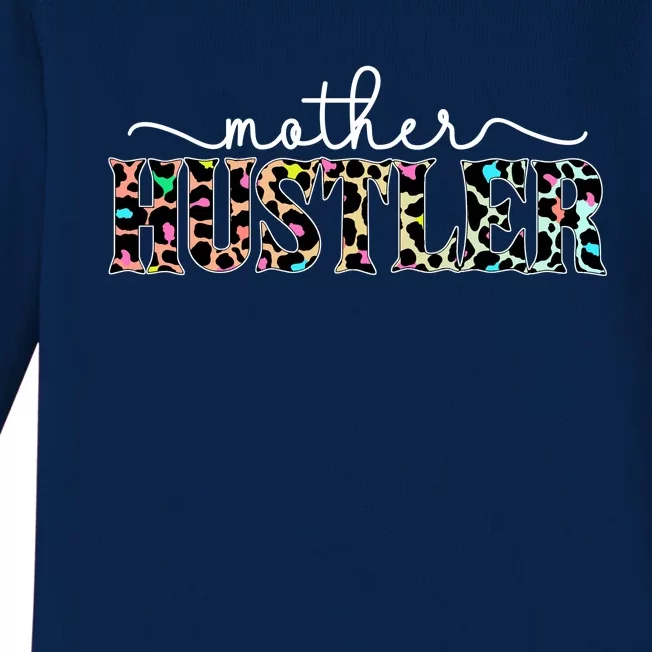 Mother Hustler Neon Cheetah Print Gift For Mom Baby Long Sleeve Bodysuit