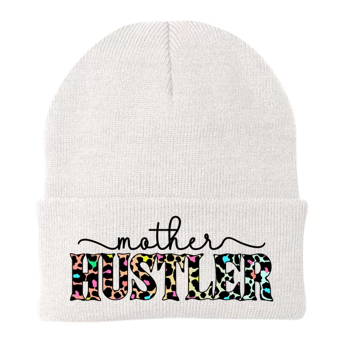 Mother Hustler Neon Cheetah Print Gift For Mom Knit Cap Winter Beanie