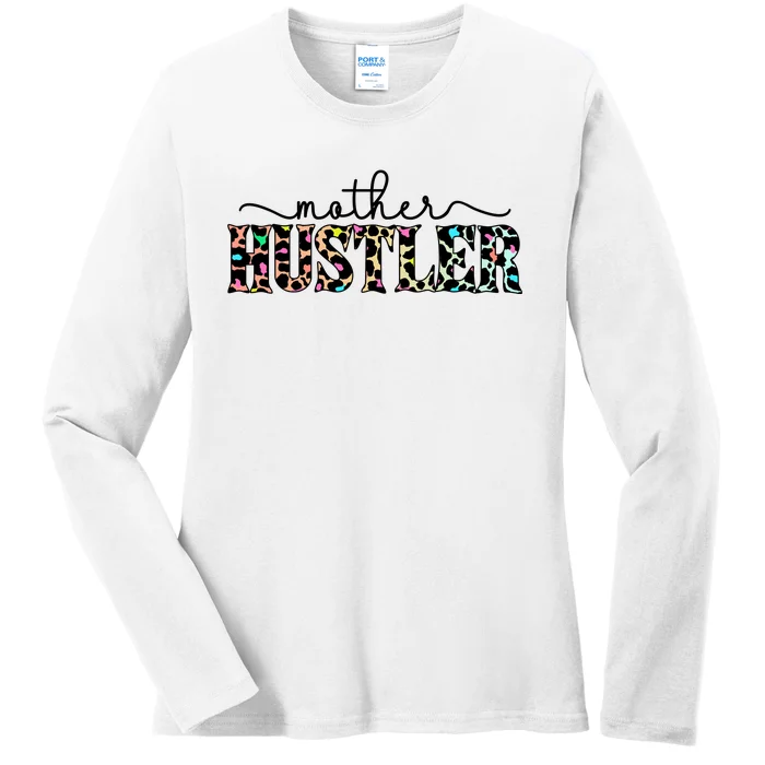 Mother Hustler Neon Cheetah Print Gift For Mom Ladies Long Sleeve Shirt