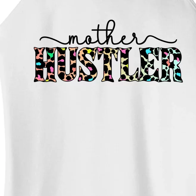 Mother Hustler Neon Cheetah Print Gift For Mom Women’s Perfect Tri Rocker Tank