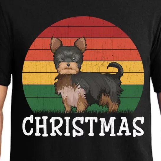 Matching Holiday Outfits Retro Yorkshire Terrier Christmas Gift Pajama Set