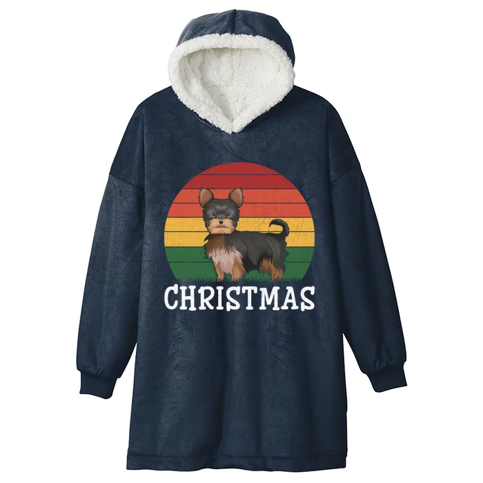 Matching Holiday Outfits Retro Yorkshire Terrier Christmas Gift Hooded Wearable Blanket