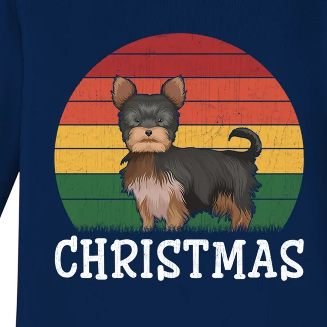 Matching Holiday Outfits Retro Yorkshire Terrier Christmas Gift Baby Long Sleeve Bodysuit